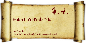 Hubai Alfréda névjegykártya